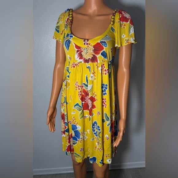D&G Yellow Floral Dress with Red and Blue Details - Picture 1 of 6